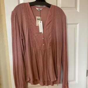 NWT Lucky Brand pink v-neck top XL